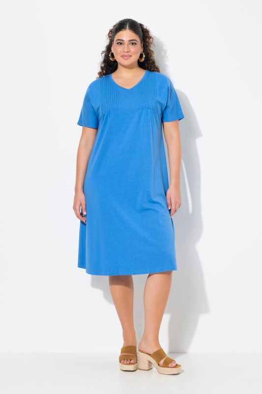 Pintick Short Sleeve V-Neck Jersey Dress