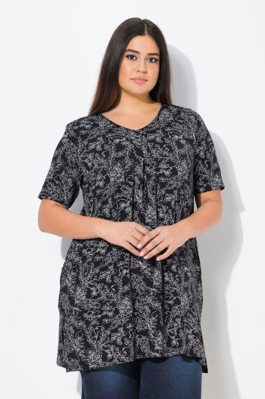 Vinework Short Sleeve Pleated Knit Tunic