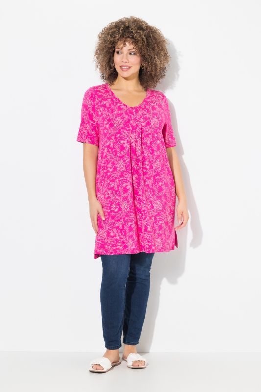 Vinework Short Sleeve Pleated Knit Tunic
