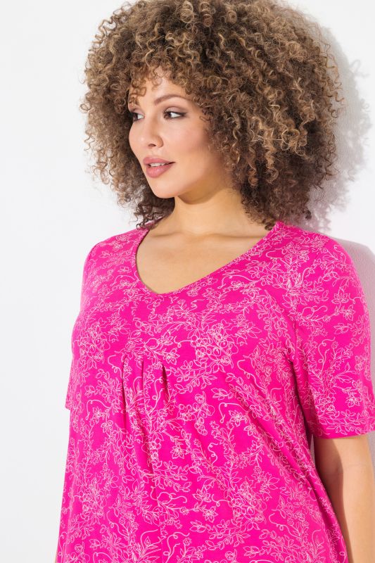 Vinework Short Sleeve Pleated Knit Tunic