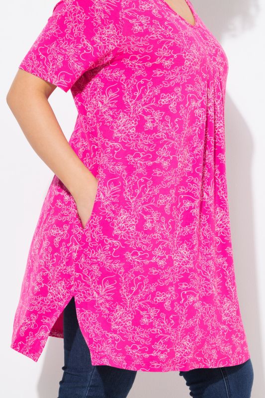 Vinework Short Sleeve Pleated Knit Tunic