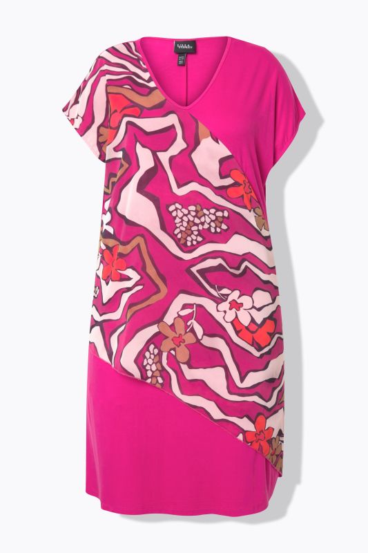 Geometric Floral Chiffon Panel Dress