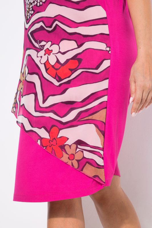 Geometric Floral Chiffon Panel Dress