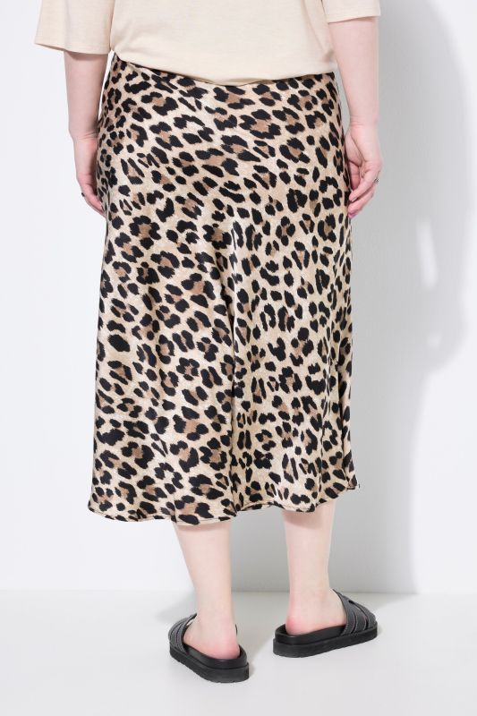 Satin Leopard Print Elastic Waist Skirt