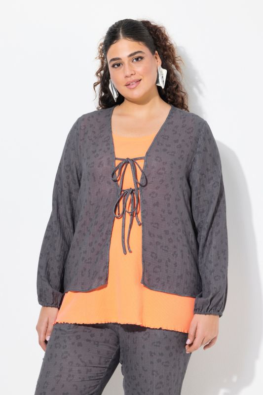 Leopard Print Tie Front Muslin Cardigan