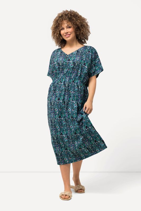 Graphic Print Short Sleeve Midi Dress