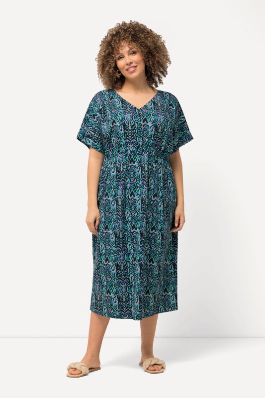 Graphic Print Short Sleeve Midi Dress
