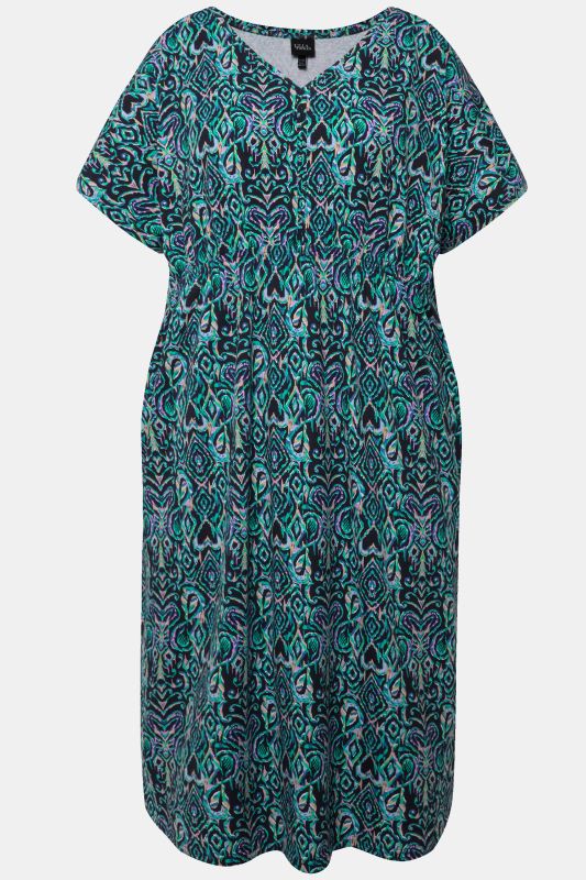 Graphic Print Short Sleeve Midi Dress