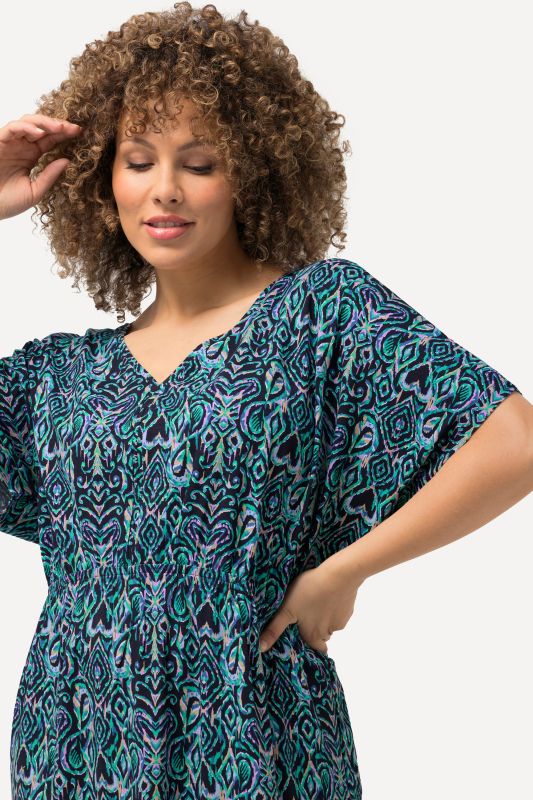 Graphic Print Short Sleeve Midi Dress