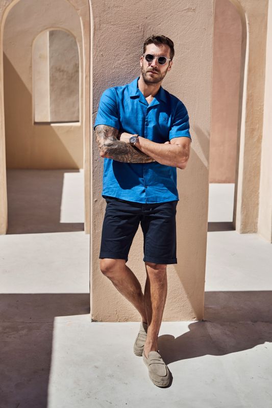 Short Sleeve Linen Blend Shirt