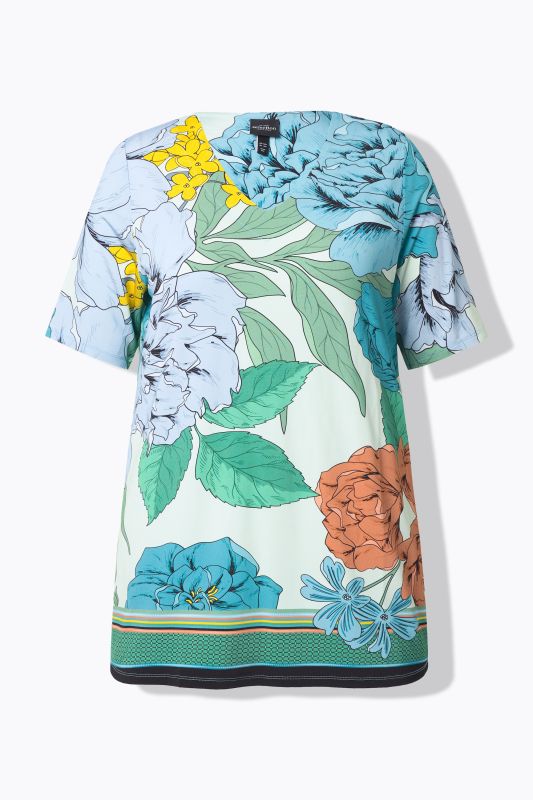 Floral Print Short Sleeve Slinky Blouse