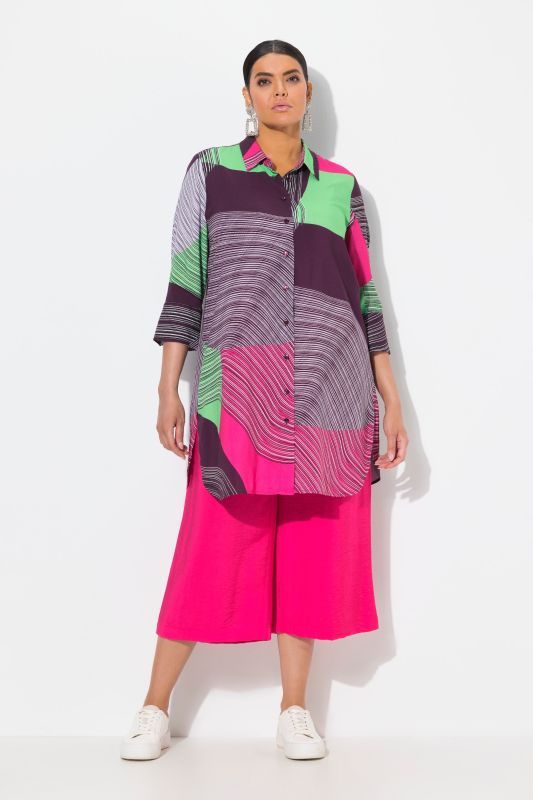 Abstract Print 33/4 Sleeve Tunic Blouse
