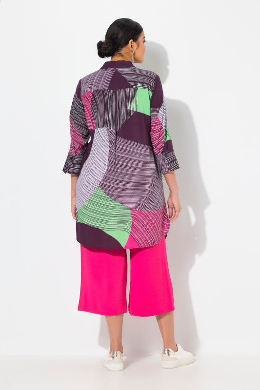 Abstract Print 33/4 Sleeve Tunic Blouse
