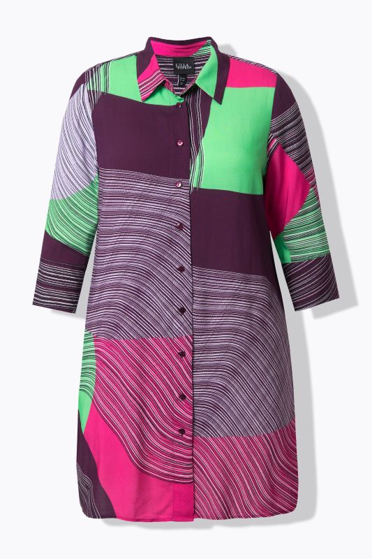 Abstract Print 33/4 Sleeve Tunic Blouse