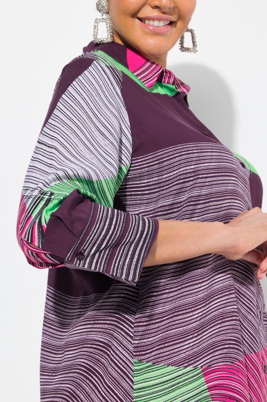 Abstract Print 33/4 Sleeve Tunic Blouse