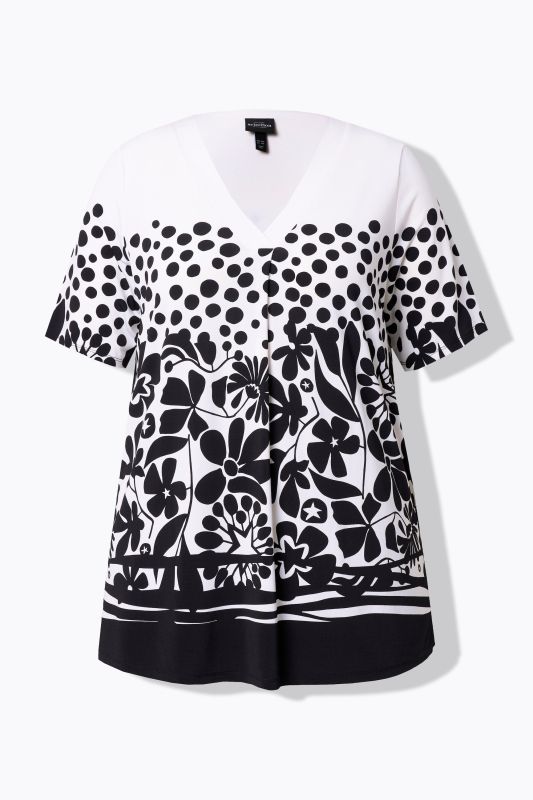 Flower Print Short Sleeve Slinky Blouse