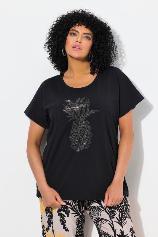 Rhinestone Pineapple Cap Sleeve Tee