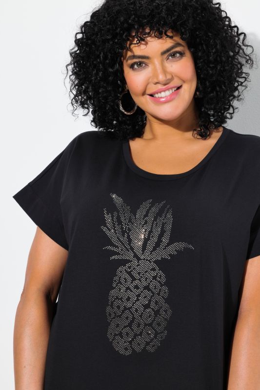 Rhinestone Pineapple Cap Sleeve Tee