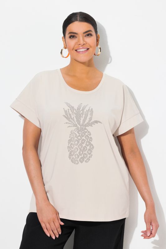 Rhinestone Pineapple Cap Sleeve Tee