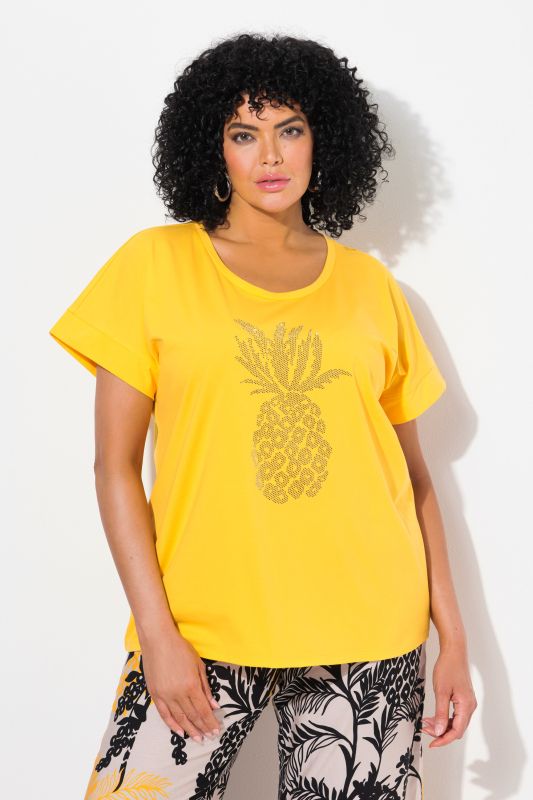 Rhinestone Pineapple Cap Sleeve Tee