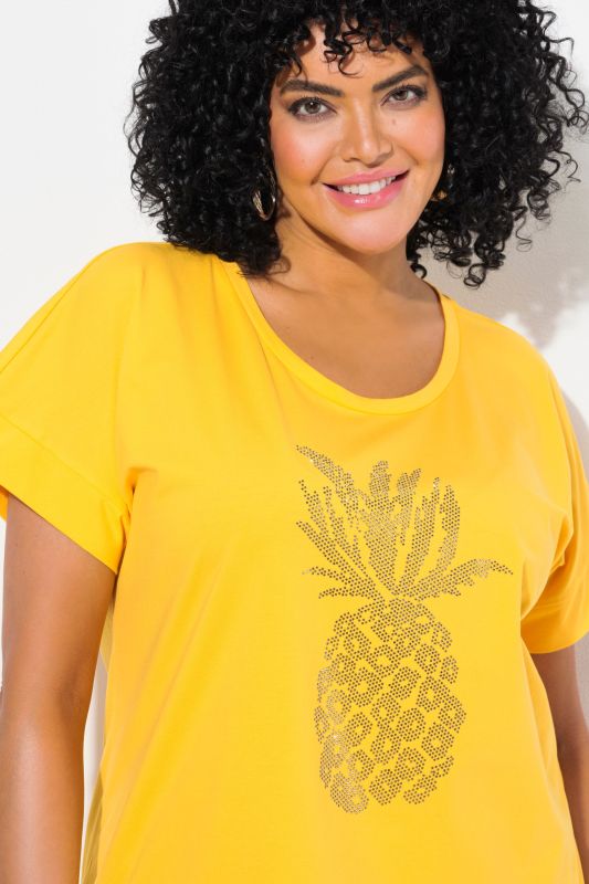 Rhinestone Pineapple Cap Sleeve Tee