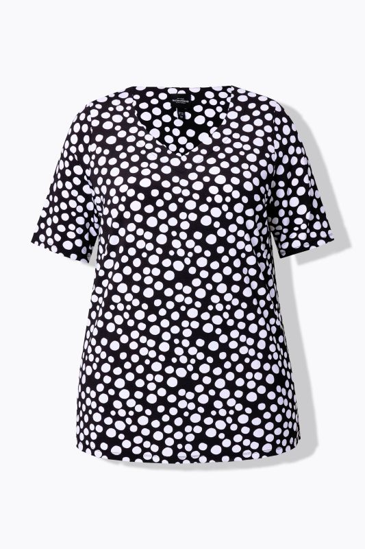 Polka Dot Short Sleeve Slinky Blouse