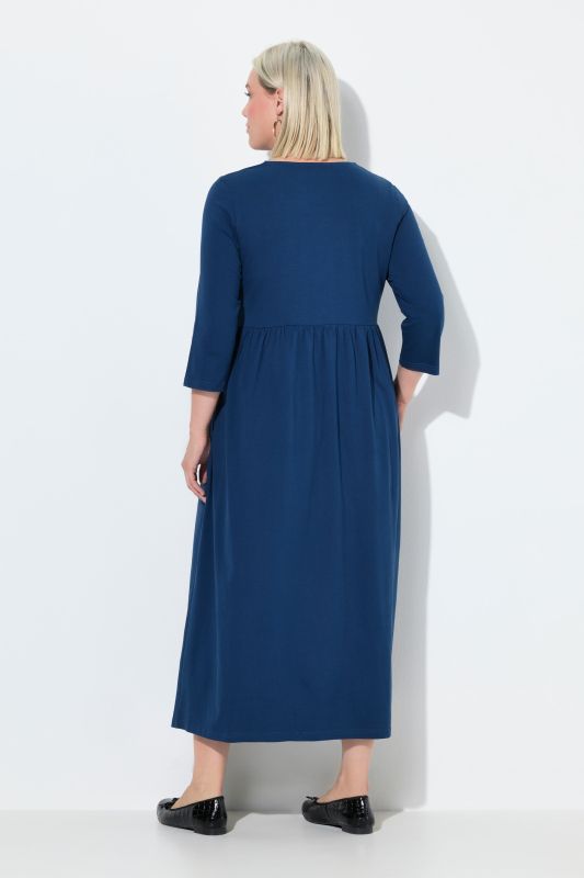 Square Neck Empire Knit A-line Pocket Dress