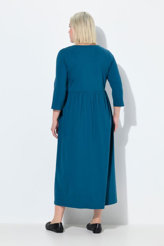 Square Neck Empire Knit A-line Pocket Dress