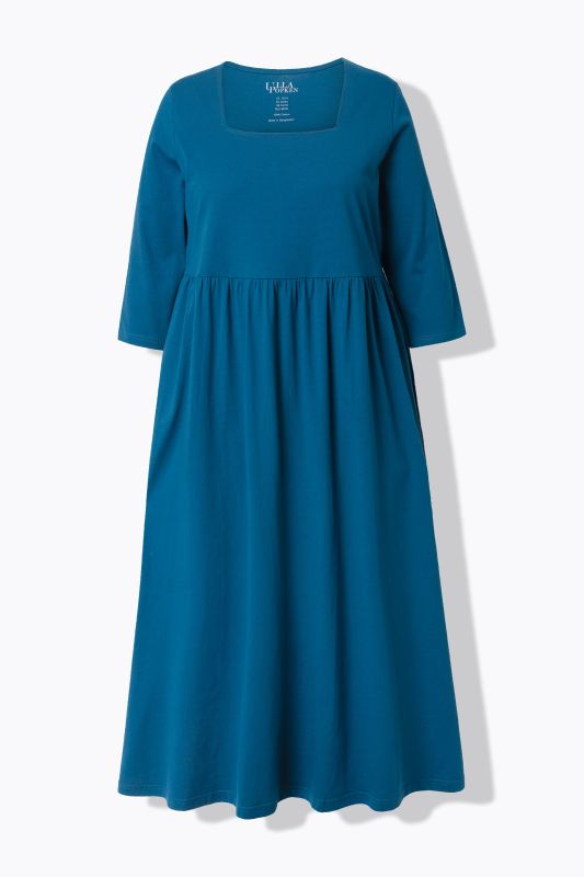 Square Neck Empire Knit A-line Pocket Dress