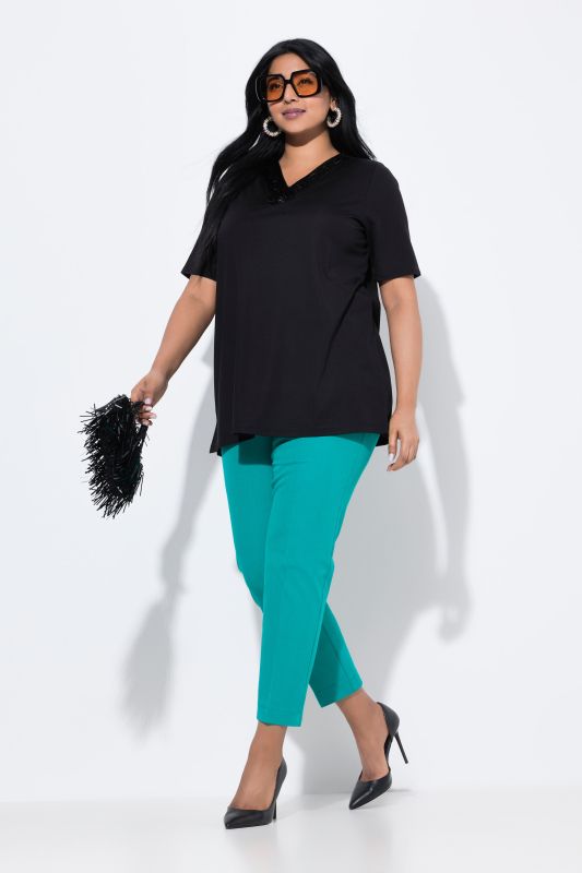 Cropped Stretch Blend Elastic Waistband Pants