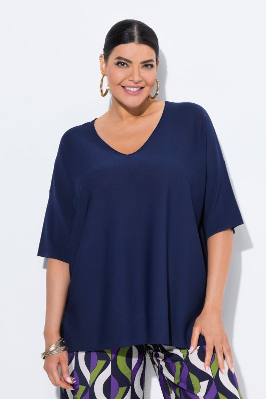 Oversized 3/4 Sleeve V-Neck Sweater