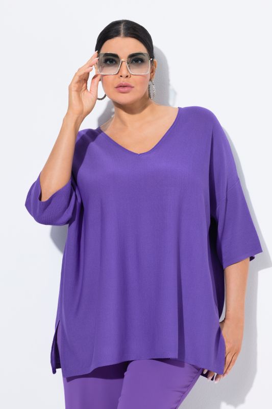 Oversized 3/4 Sleeve V-Neck Sweater