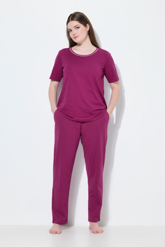 Dot Print Short Sleeve Pajama Set