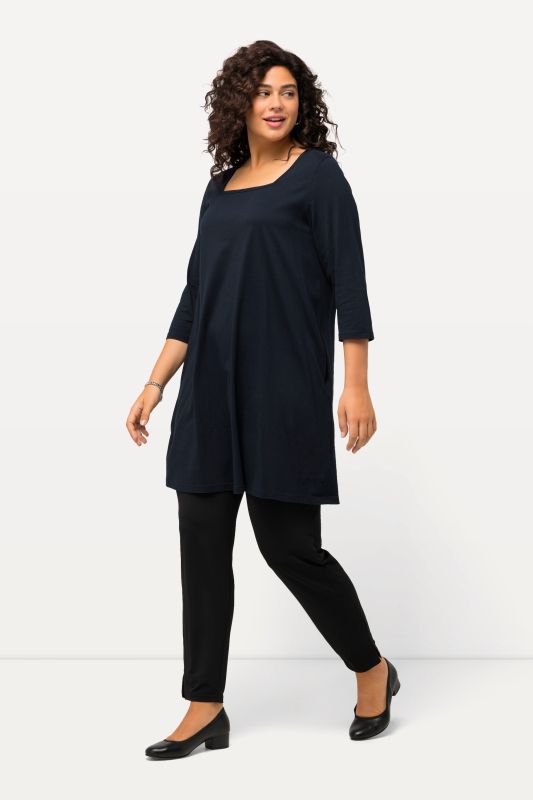 Square Neckline Knit Swing A-line Pocket Tunic