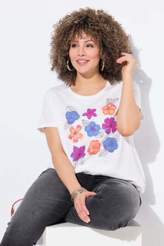 Flower Cap Sleeve Graphic Tee