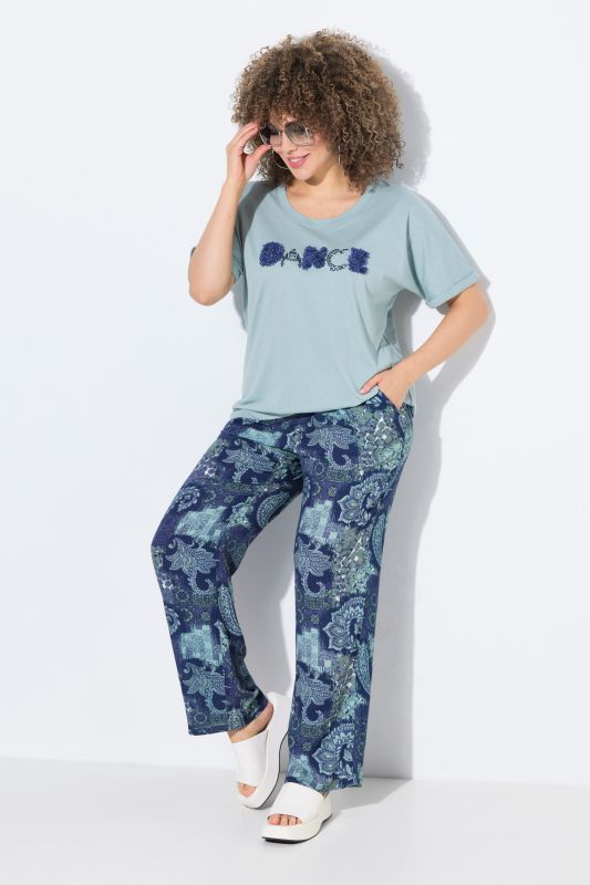 Patchwork Paisley Elastic Waist Pants