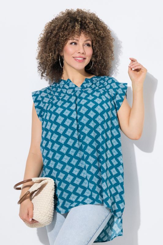 Tile Print Sleeveless Blouse