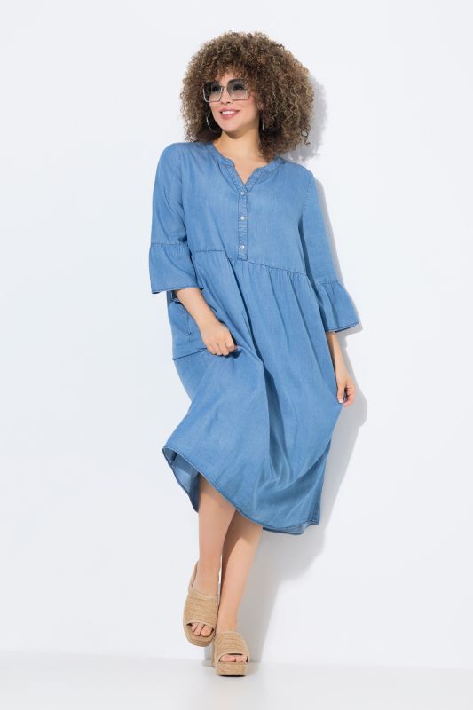 Denim Flounce Panel Dress