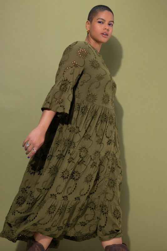 Eyelet Embroidered 3/4 Sleeve Dress