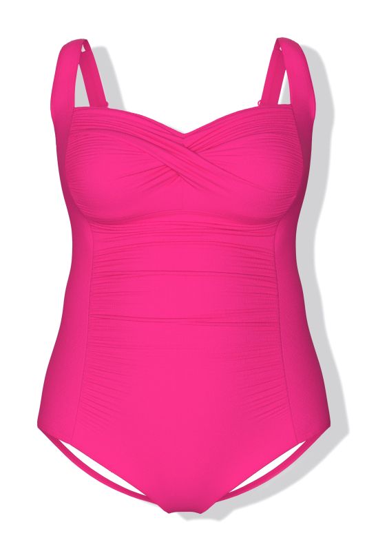 Draped Front Sweetheart Neck Front Lined Swimsuit