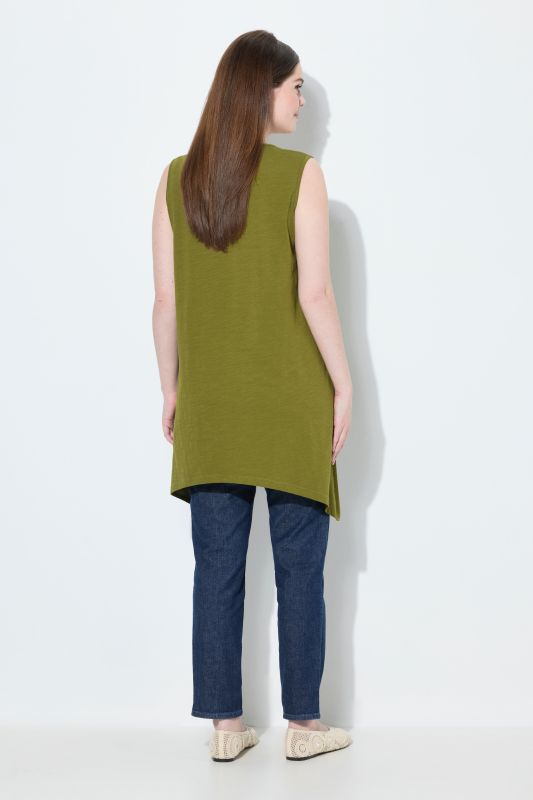 Eco Cotton Pointed Hem A-line Fit Knit Tank Tunic