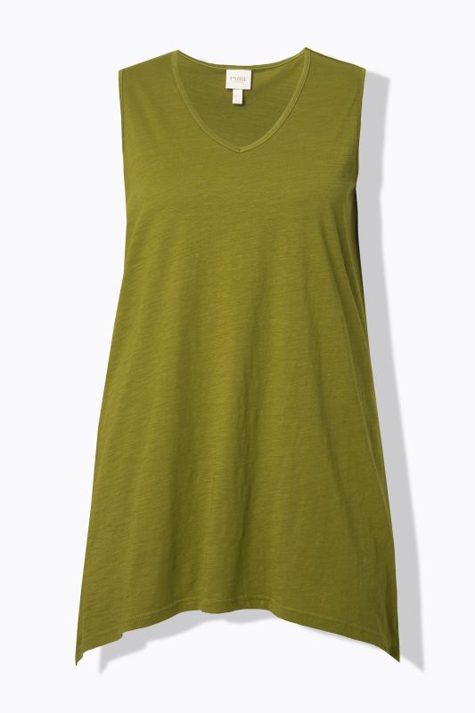 Eco Cotton Pointed Hem A-line Fit Knit Tank Tunic