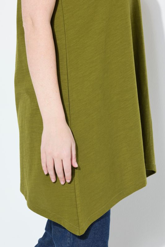 Eco Cotton Pointed Hem A-line Fit Knit Tank Tunic