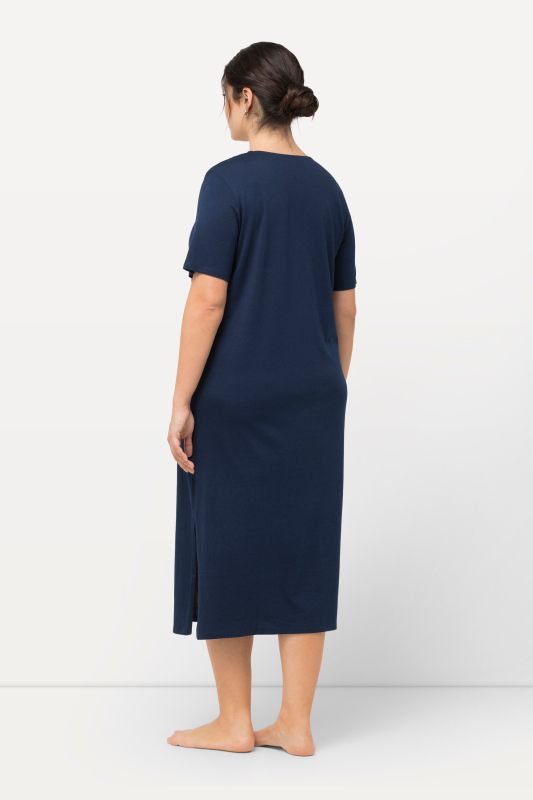 Eyelet Trim V-Neck Super Soft Cotton Blend Nightgown