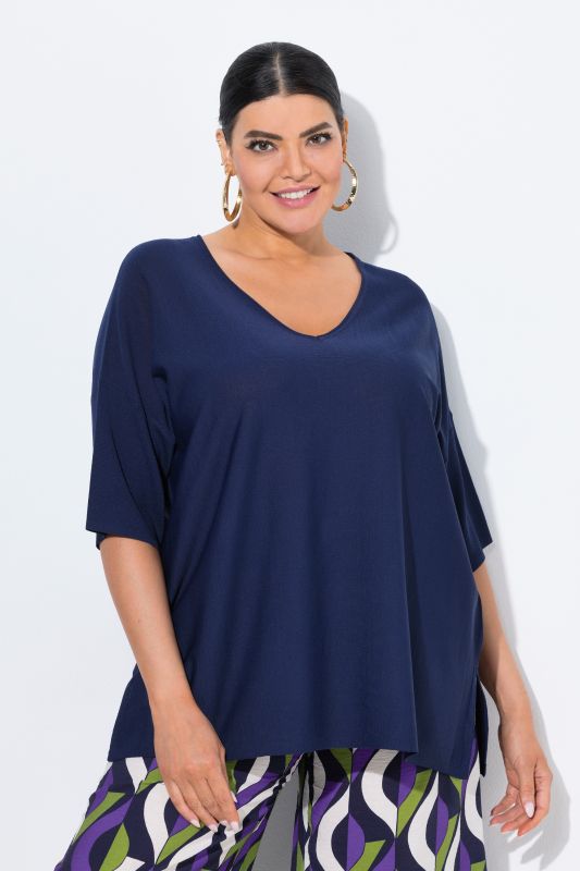 Oversized 3/4 Sleeve V-Neck Sweater
