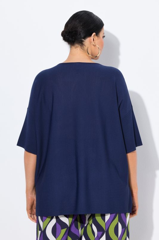 Oversized 3/4 Sleeve V-Neck Sweater