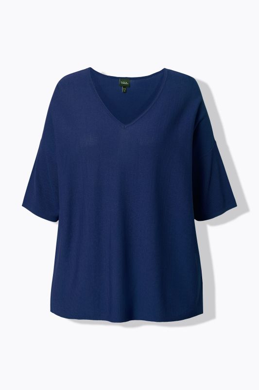 Oversized 3/4 Sleeve V-Neck Sweater
