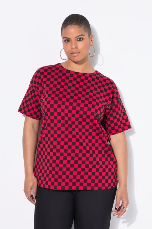 Oversized Short Sleeve Checkerboard Tee