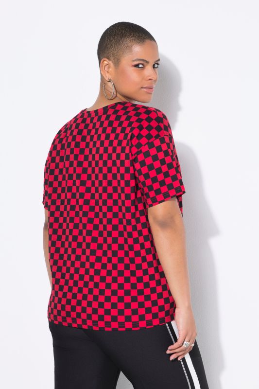 Oversized Short Sleeve Checkerboard Tee