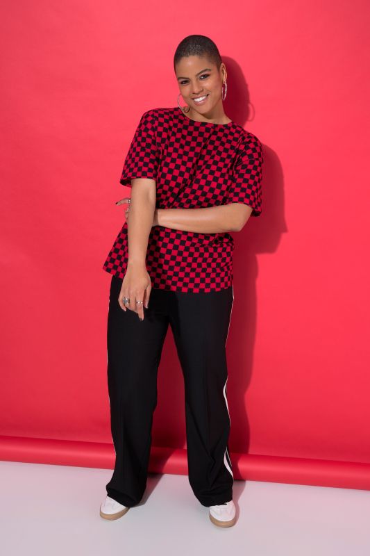 Oversized Short Sleeve Checkerboard Tee